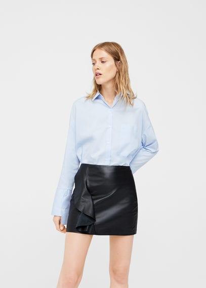 Mango Mango Ruffled Leather Skirt