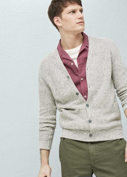 Mango Man Mango Man Flecked Cotton-blend Cardigan