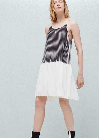 Mango Mango Pleated Bicolor Dress