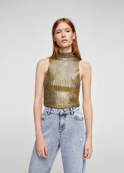 Mango Mango Glossed-effect Ribbed Top