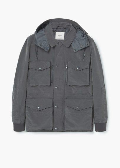 Mango Man Mango Man Hooded Nylon Field Jacket