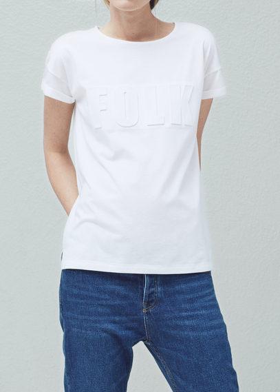 Mango Embossed Cotton T Shirt