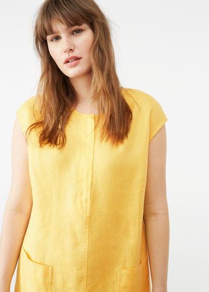 Violeta By Mango Violeta By Mango Herringbone Linen Dress