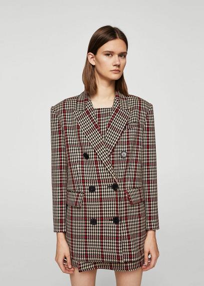 Mango Mango Houndstooth Structured Blazer