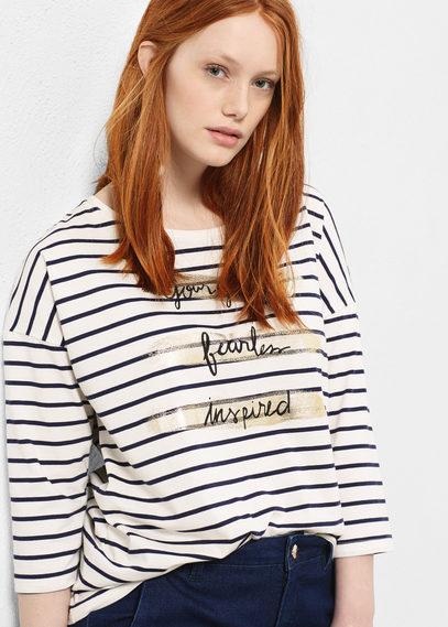 Violeta By Mango Violeta By Mango Printed Striped T Shirt