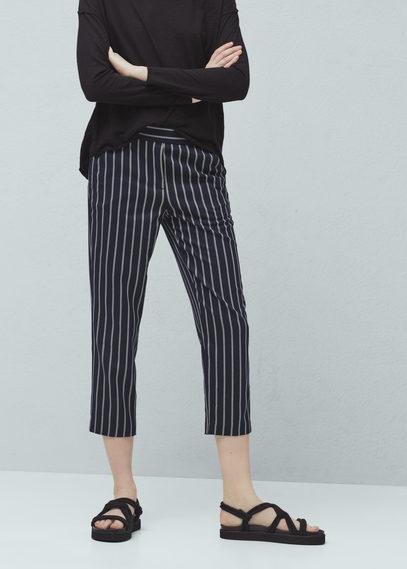 Mango Mango Striped Crop Trousers