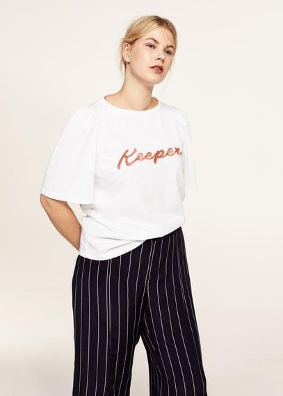 Violeta By Mango Violeta By Mango Textured Message T-shirt