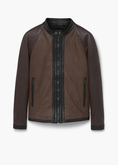 Mango Man Mango Man Panel Leather Jacket