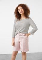 Violeta By Mango Violeta By Mango Belt Linen-blend Bermuda Shorts