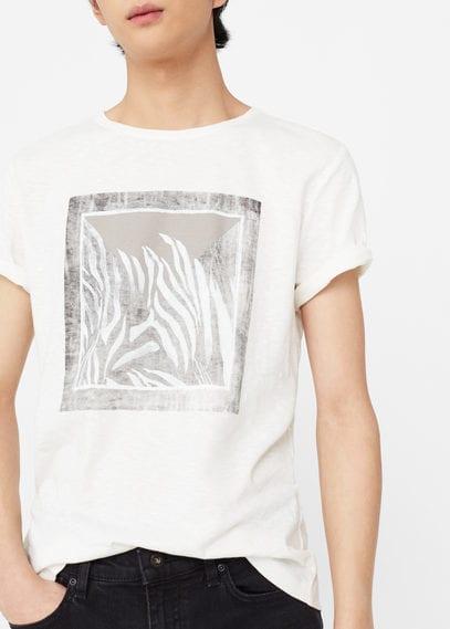 Mango Man Mango Man Slub-cotton Printed T-shirt