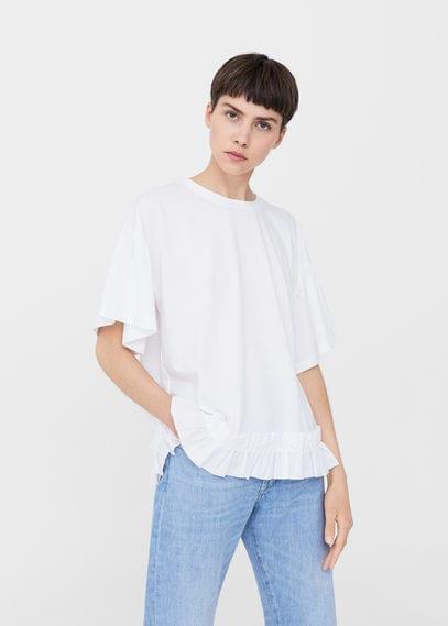 Mango Mango Ruffles Ruched T-shirt