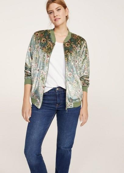 Violeta By Mango Violeta By Mango Floral Print Velvet Bomber