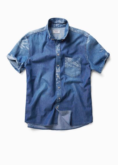 Mango Man Mango Man Regular-fit Floral Denim Shirt