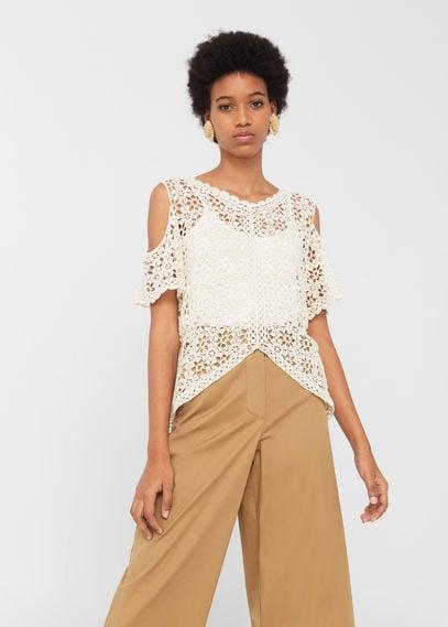 Mango Mango Crochet Off-shoulder Top