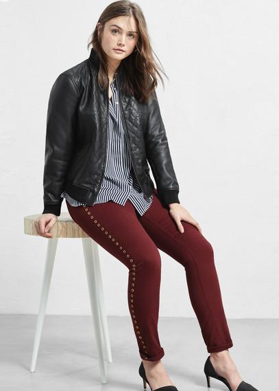 Violeta By Mango Leather Bomber Jacket