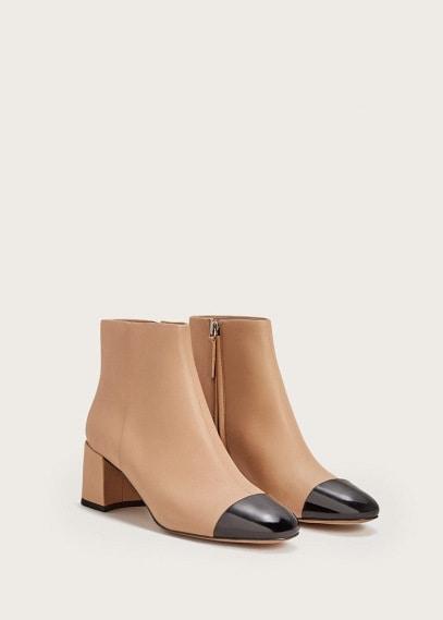 Violeta By Mango Violeta By Mango Contrasted Tip Leather Ankle Boots
