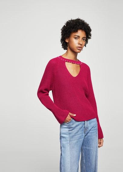 Mango Mango Pearls Neckline Sweater