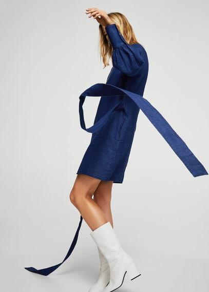 Mango Mango Knot Denim Dress