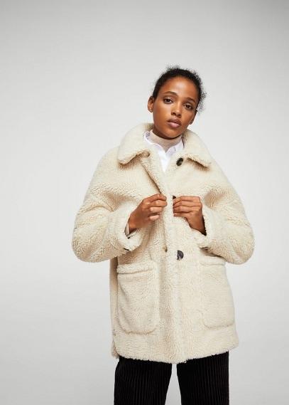 Mango Mango Faux Shearling-lined Coat