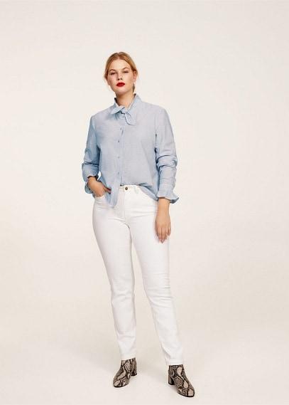 Violeta By Mango Violeta By Mango Bow Fine-stripe Blouse