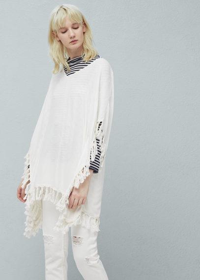 Mango Mango Textured Fringed Poncho