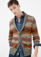 Mango Man Mango Man Shawl Collar Jacquard Cardigan