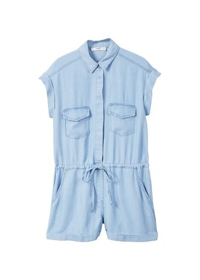 Mango Mango Light Denim Jumpsuit