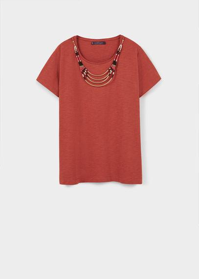 Violeta By Mango Violeta By Mango Beaded Cotton T Shirt