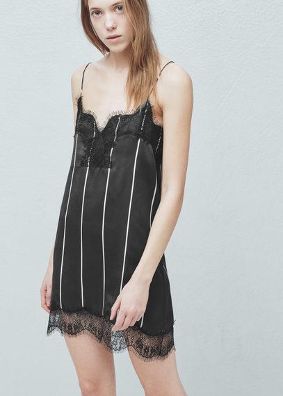 Mango Mango Lace Trim Dress