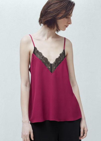 Mango Mango Lace Appliqu Top