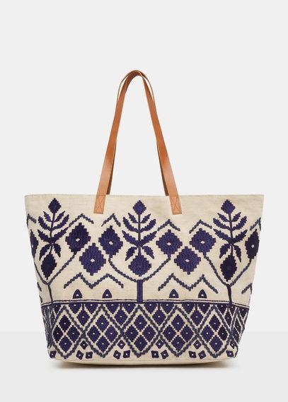 Violeta By Mango Violeta By Mango Embroidered Shopper Bag