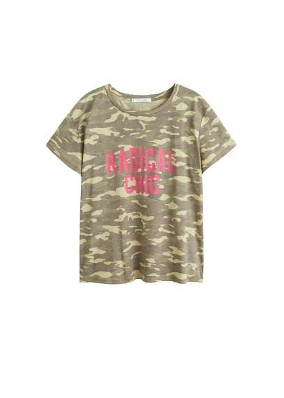 Violeta By Mango Violeta By Mango Message Camo-print T-shirt