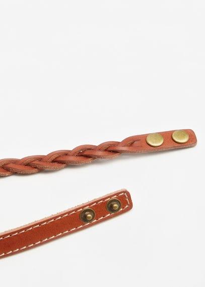 Mango Man Mango Man Double Braided Leather Bracelet