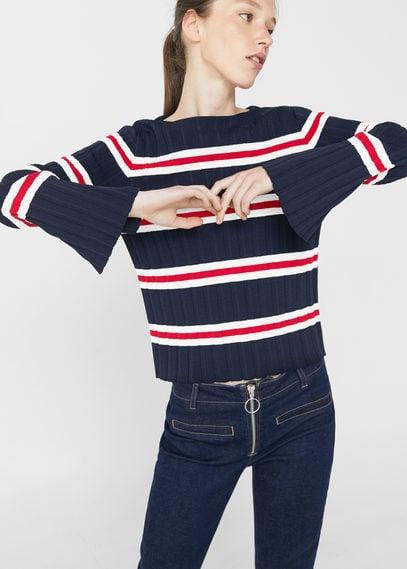 Mango Mango Striped Embossed Sweater