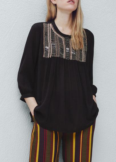 Mango Mango Beads Panel Blouse