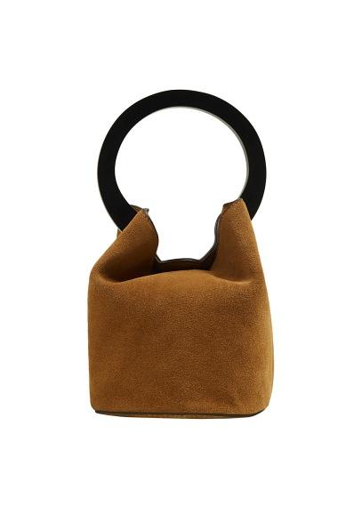 Mango Mango Wooden Handle Leather Bag