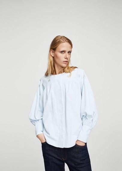 Mango Mango Beaded Stripes Blouse