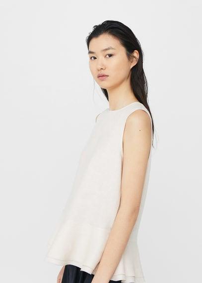 Mango Mango Cotton Linen Peplum Top