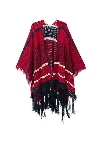 Mango Mango Striped Open-work Poncho