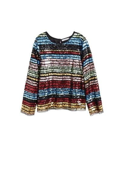 Mango Mango Multicolor Striped Sequins Top