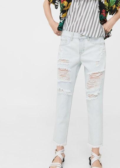 Mango Mango Ripped Relaxed Cigar Jeans