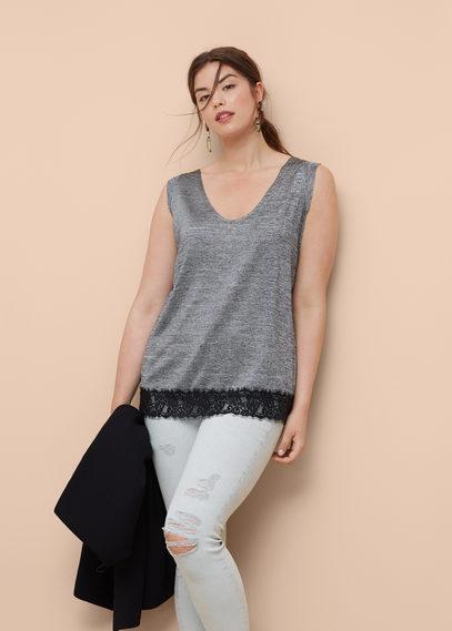 Violeta By Mango Violeta By Mango Lace Panel Top