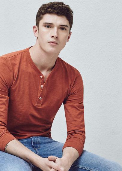 Mango Man Mango Man Henley Cotton T Shirt