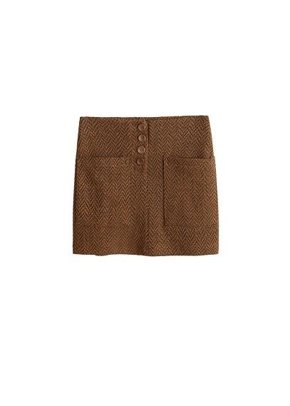 Mango Mango Herringbone Buttons Skirt