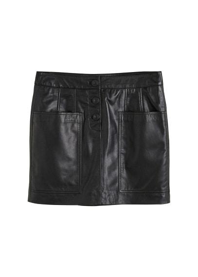 Mango Mango Buttons Leather Skirt