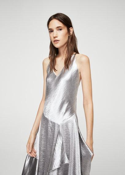 Mango Mango Ruffle Metallic Dress