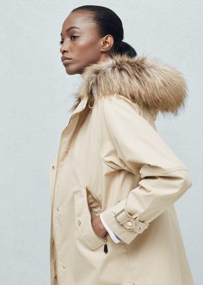 Mango Mango Faux Fur Hood Coat