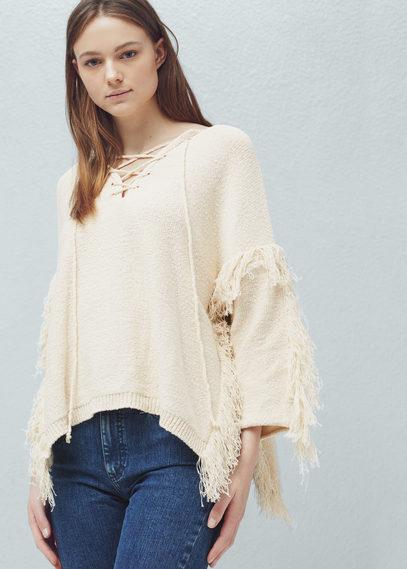 Mango Mango Fringed Cotton Sweater
