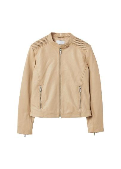 Mango Mango Quilted Panels Leather Jacket