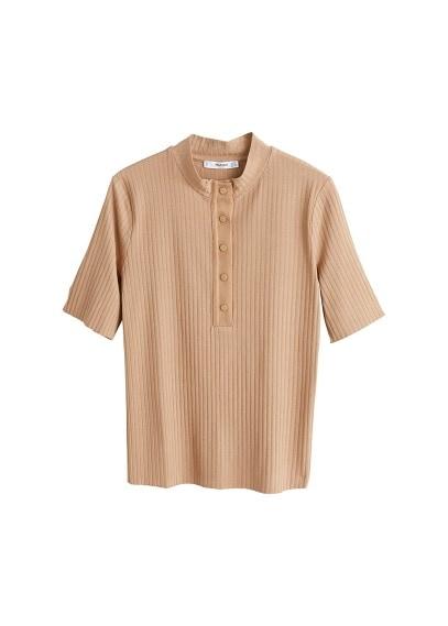 Mango Mango Bottoned Ribbed T-shirt